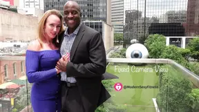 Fixed camera view of a handsome and muscular guy on his 3rd date