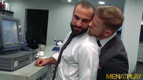 MENATPLAY - Businessman Matthew Anders fucks bearded waiter