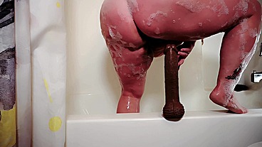 Bathtime Masturbation with BBC Dildo