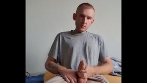 He play with his half hard cock