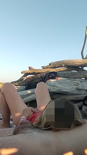 Key moment from &quot;Pussy flash - Stranger caught my stepdad touching my pussy on a public beach and jerked off his dick -&quot;