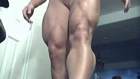 Outrageous muscle legs and pumped up booty of a hot gym rat