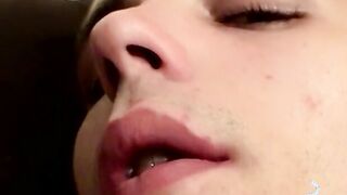 Tattooed chainsmoker teen stroke his hard huge cock