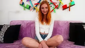 Redhead scarlet skies uses a dildo in fitting room before fucking in hotel - BANG
