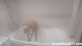 ”My teen exgirlfriend taking a revitalizing steam shower”