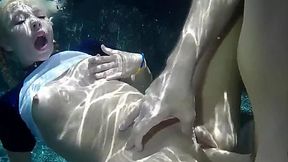 Awesome underwater sex with small tits blonde teen and cum in mouth ending