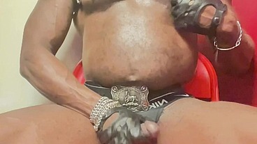 Black Muscle Harness Cum