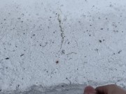 Amateur Twink Brian Public Urination Spelling Name in Snow