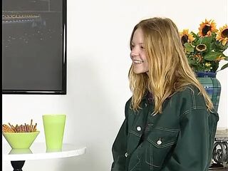 Teen golden-haired doing casting