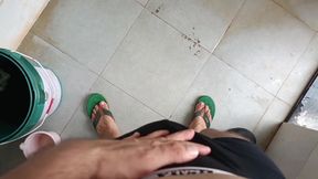 Indian Boy Peeing in Bathroom and Masturbation Pink Cock