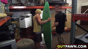 Handsome surfer photoshooting before spitroast in POV