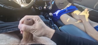 I secretly jerked off a big cock to a student during a break near school. Do you want to suck our cocks?