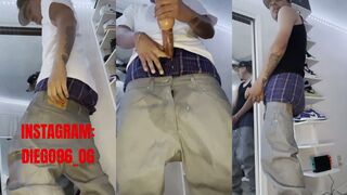 SexySaggerYo's Uncut Load: Jacking off with a toy, then taking a massive load in his ass