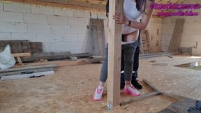 Hot wife cheats on husband with stranger at construction site
