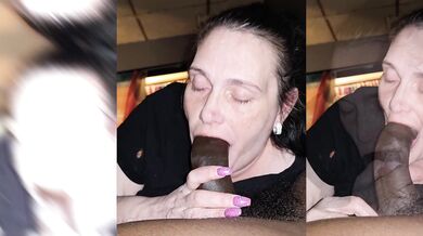 Stepmom's pink nails deepthroated my big white cock