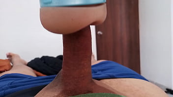 Jacking off my uncut cock, fleshlight session, cumming. December 22, 2023.