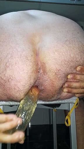 Lush Vibration and Big Transparent Dildo Fucking My Ass Close-up to the Wide Open Bottom