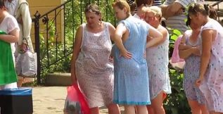 Grannies in See Through Clothes Bathing in Public - Voyeur