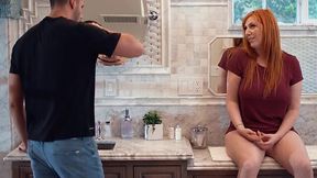 Red-haired mom gone crazy and seduced her stepson while her husband was at work