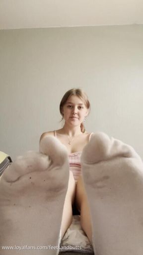 Bratty 18 Year Old Stinky Socks Close-Up 🧦🧀 – She's a Good Sport