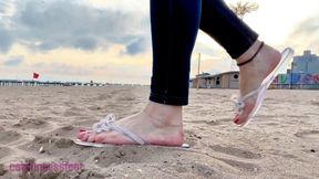 NYC feet, Coney Island beach, jelly slides milf feet show, part 1: Dry