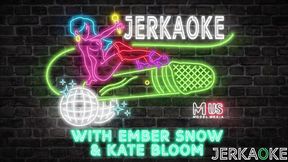 Lesbian action with dainty Ember Snow and Kate Bloom from Jerkaoke