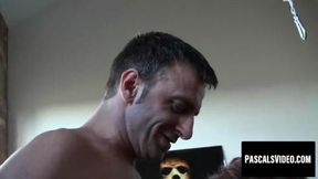 Shaved Dominatrix Vivienne takes it in the ass and face fucks