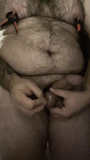 Testicle bondage with piercing play and ejaculation