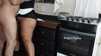 I got out of the shower naked and found the maid tidying the kitchen