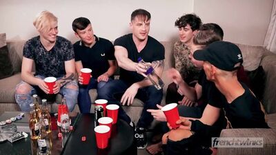 Nice college party turns into hard core gay group fuck