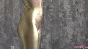 beauty in gold paint sucks cock and fucks in different poses - laloka4you