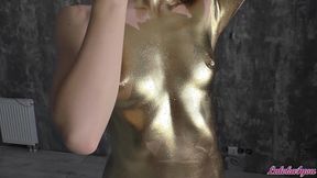 beauty in gold paint sucks cock and fucks in different poses - laloka4you
