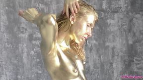 beauty in gold paint sucks cock and fucks in different poses - laloka4you