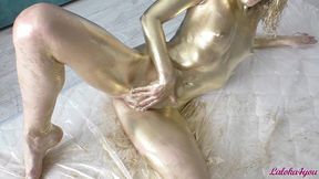 beauty in gold paint sucks cock and fucks in different poses - laloka4you