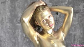 beauty in gold paint sucks cock and fucks in different poses - laloka4you