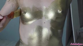 beauty in gold paint sucks cock and fucks in different poses - laloka4you