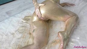 beauty in gold paint sucks cock and fucks in different poses - laloka4you