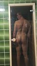 Russian guy teases you through the glass in the sauna!
