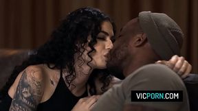 Black stud caught his female friend Lydia Black masturbating and she asked him to fuck her pussy