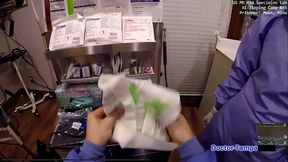 Asian beauty in latex gets a medical exam