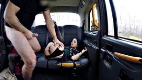 Petite brunette gets her tight ass drilled in backseat action