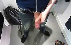 Jerking and cumming in dressing room