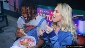 Blonde Alix craves BBC and gives a deepthroat blowjob