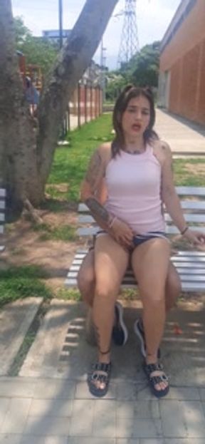 two athletes touching each other and licking pussy in the park