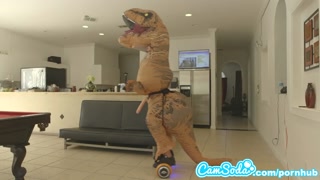 teen latina step sister chased by lesbian loving TREX on a hoverboard sex