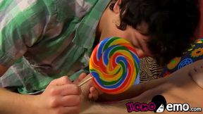 Lolipop twinks ass bang and spray cum