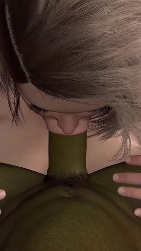 Thick Elf Girl Backed a Goblin to the Wall