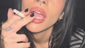 Hot Goth Girl Smokes Cigarettes and Vapes