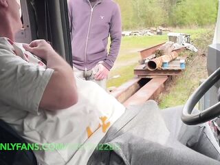 Inside a truck at a rest area – spontaneous homo meeting
