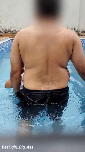 A Hot Couple's Risky Fun in the Swimming Pool.